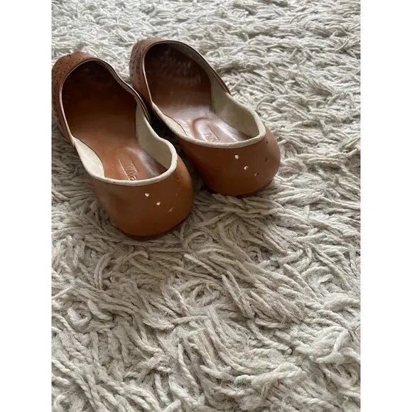 Matiko Shoes Ballet Flats Slip On Camel Light Brown Leather 38.5 / 8.5 Tan