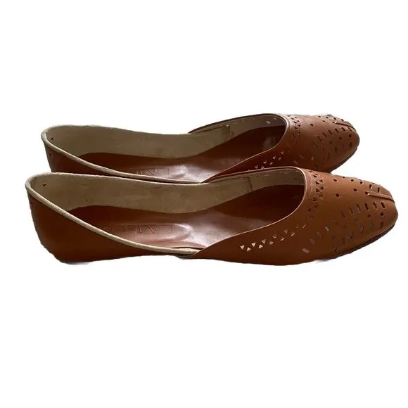 Matiko Shoes Ballet Flats Slip On Camel Light Brown Leather 38.5 / 8.5 Tan