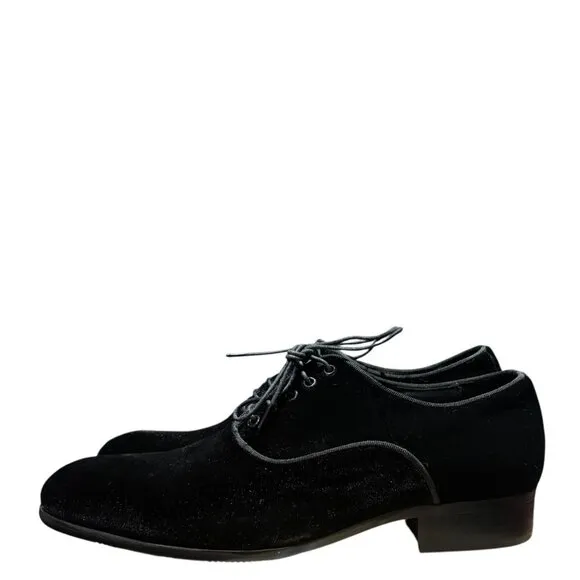 Maurice Black Velvet Lace Up Oxford Dress Shoes 44 11 Formal Event Wedding Groom