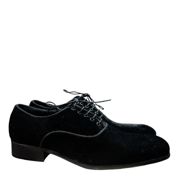 Maurice Black Velvet Lace Up Oxford Dress Shoes 44 11 Formal Event Wedding Groom