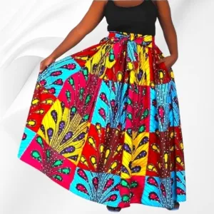 Maxi Skirt - Ankara - Peacock Print