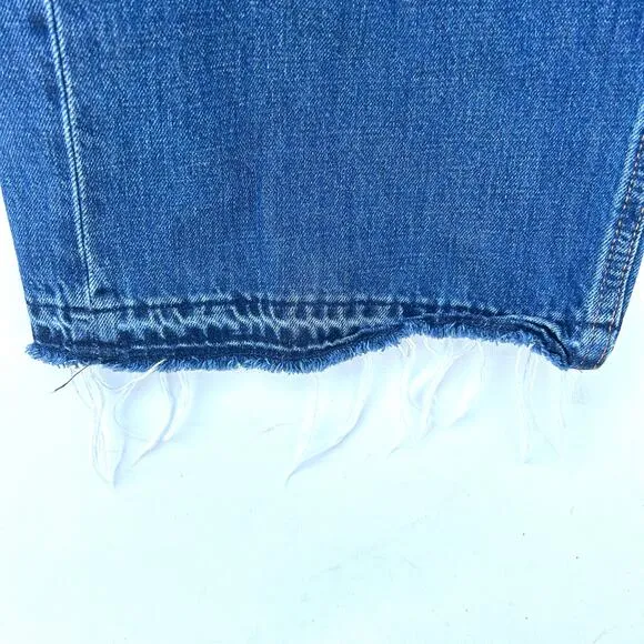 ME EM Distressed Ultimate Wide-Leg Jeans Cotton Denim Authentic Blue 25
