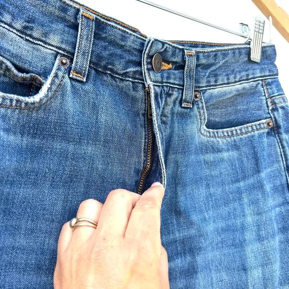 ME EM Distressed Ultimate Wide-Leg Jeans Cotton Denim Authentic Blue 25