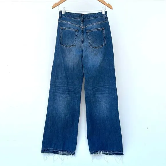 ME EM Distressed Ultimate Wide-Leg Jeans Cotton Denim Authentic Blue 25