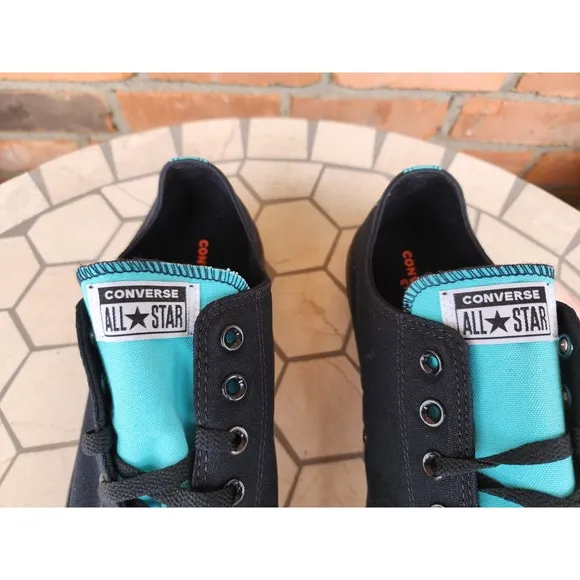 Men Size 13 - Converse Chuck Taylor All Star Low Black Tiffany Teal Blue Custom