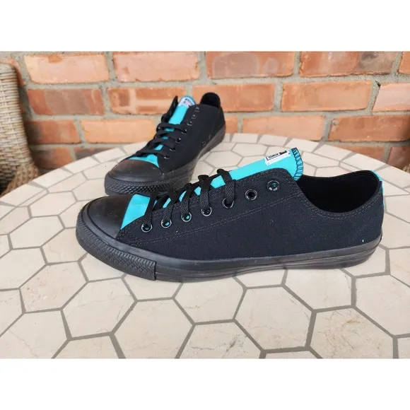 Men Size 13 - Converse Chuck Taylor All Star Low Black Tiffany Teal Blue Custom