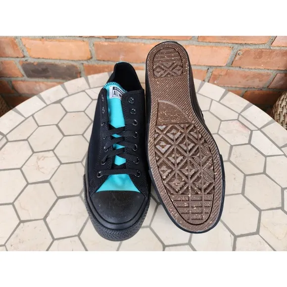 Men Size 13 - Converse Chuck Taylor All Star Low Black Tiffany Teal Blue Custom