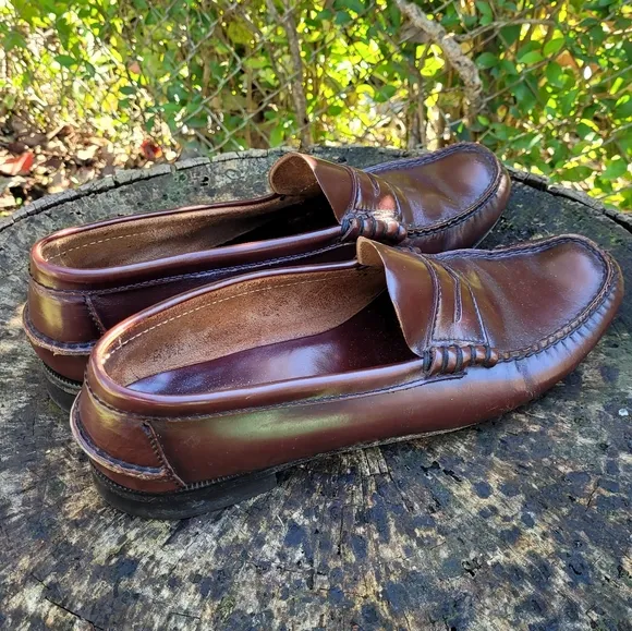Men Vintage Brown Penny Loafers Size 10/Men Dress Shoes/ Men Slip On Shoes