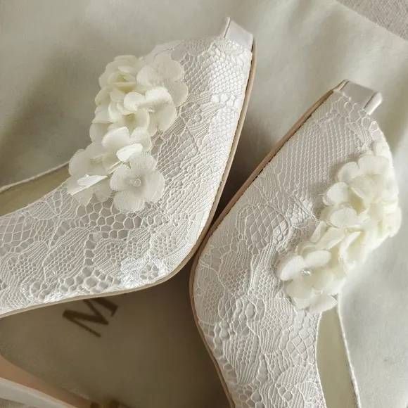 Menbur Novia REA Women's Ivory Heels Wedding Bridal Floral Lace Size 40