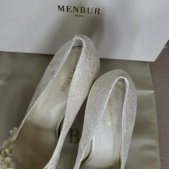 Menbur Novia REA Women's Ivory Heels Wedding Bridal Floral Lace Size 40