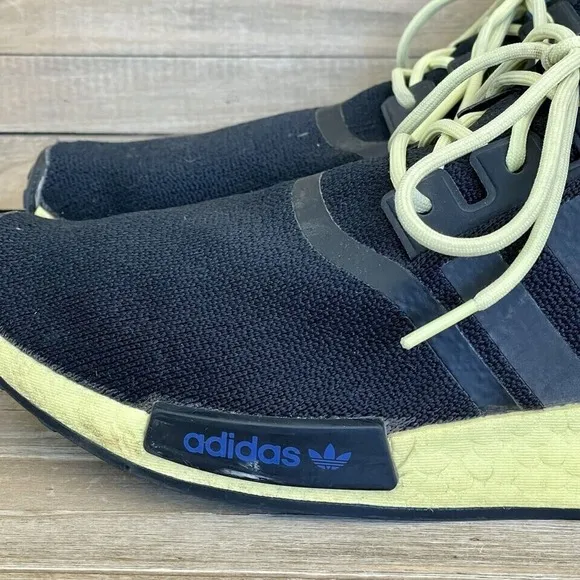 Mens Adidas NMD R1 Core Black Pulse Yellow Athletic Sneakers Shoes Size 11 D GUC
