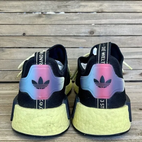 Mens Adidas NMD R1 Core Black Pulse Yellow Athletic Sneakers Shoes Size 11 D GUC