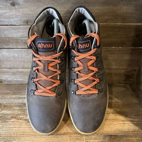 Mens Ahnu Fulton‎ Brown Leather Casual Waterproof Ankle Boots Sneakers Size 9 D