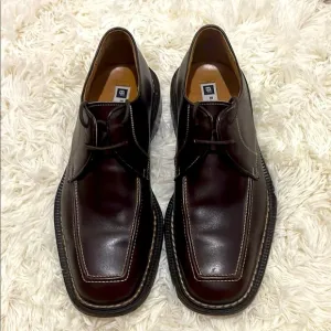 Men’s Bachrach Italian Leather Oxford Dress Shoes, Leather Soles and Upper, 9