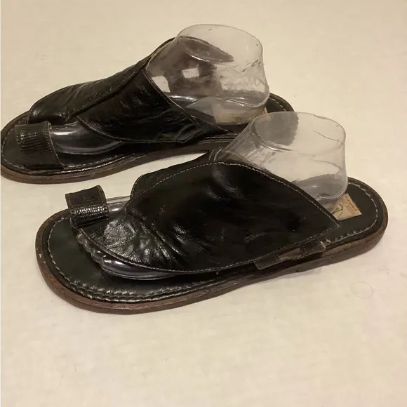Men's Black Leather Sandals