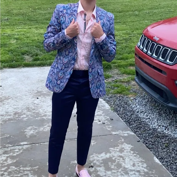 Men's Blue Paisley Blazer