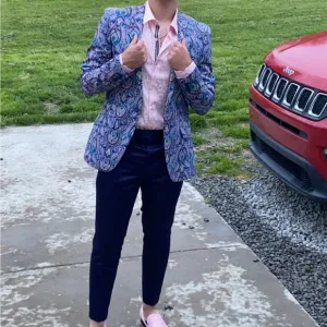 Men's Blue Paisley Blazer