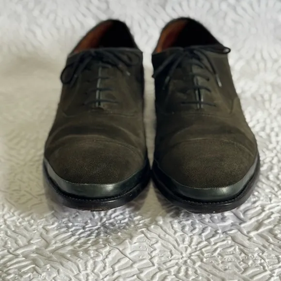 Men's Cesare Paciotti Size 10.5 Dark Green Suede Oxfords Made In Italy
