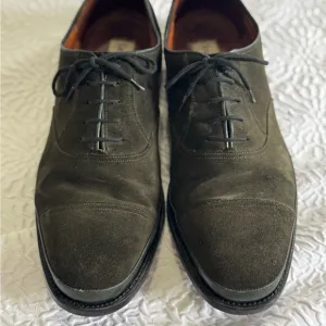 Men's Cesare Paciotti Size 10.5 Dark Green Suede Oxfords Made In Italy