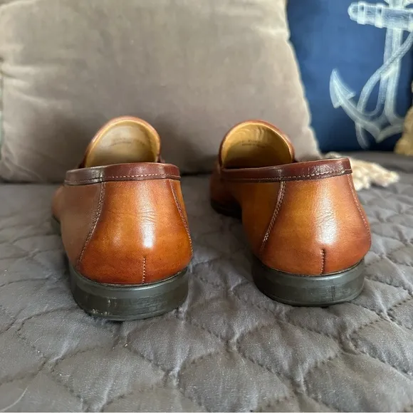 Men's Daniel Leather Penny Loafers Size 10 Cognac Dress Shoes MAGNANNI FLEX EUC