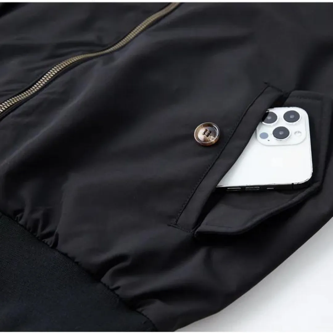 Men’s Harrington Jacket – Tartan Lining – Zip-Up – Classic British Style – Mid-Season Smart Layer