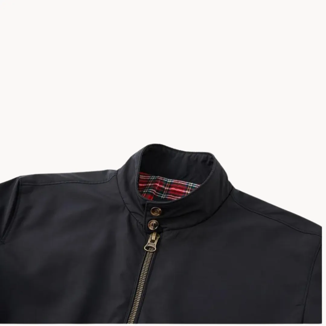 Men’s Harrington Jacket – Tartan Lining – Zip-Up – Classic British Style – Mid-Season Smart Layer