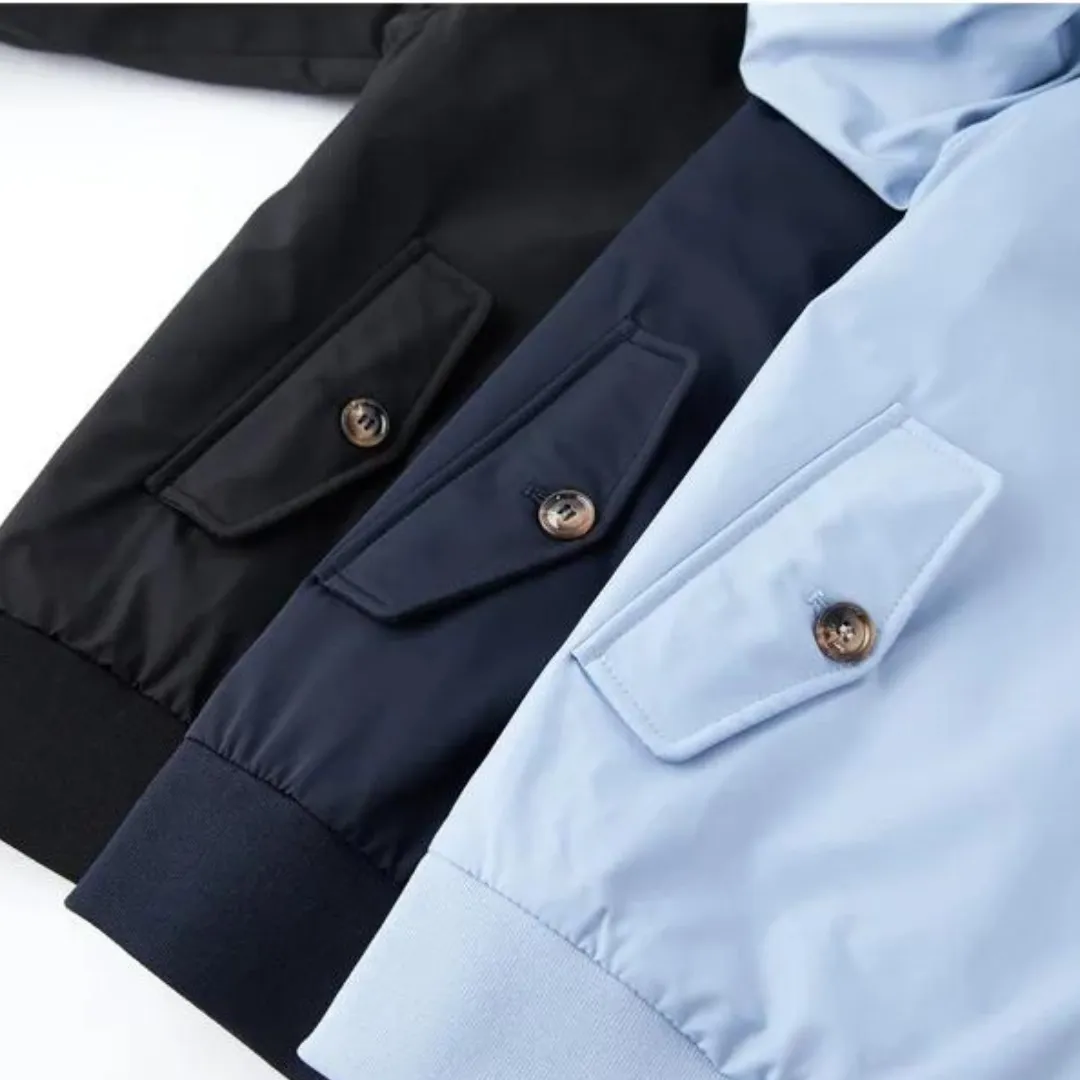 Men’s Harrington Jacket – Tartan Lining – Zip-Up – Classic British Style – Mid-Season Smart Layer