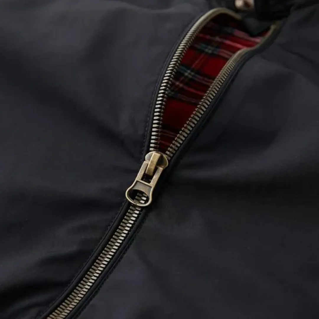 Men’s Harrington Jacket – Tartan Lining – Zip-Up – Classic British Style – Mid-Season Smart Layer