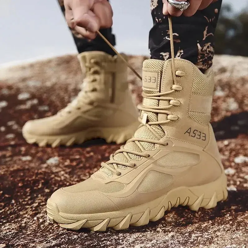 Men’s High-Top Tactical Boots – Non-Slip Platform Desert & Hiking Boots (Big Size 47)