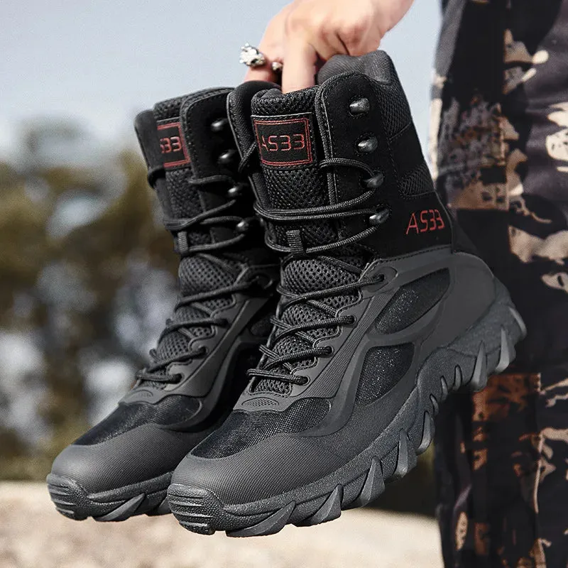 Men’s High-Top Tactical Boots – Non-Slip Platform Desert & Hiking Boots (Big Size 47)