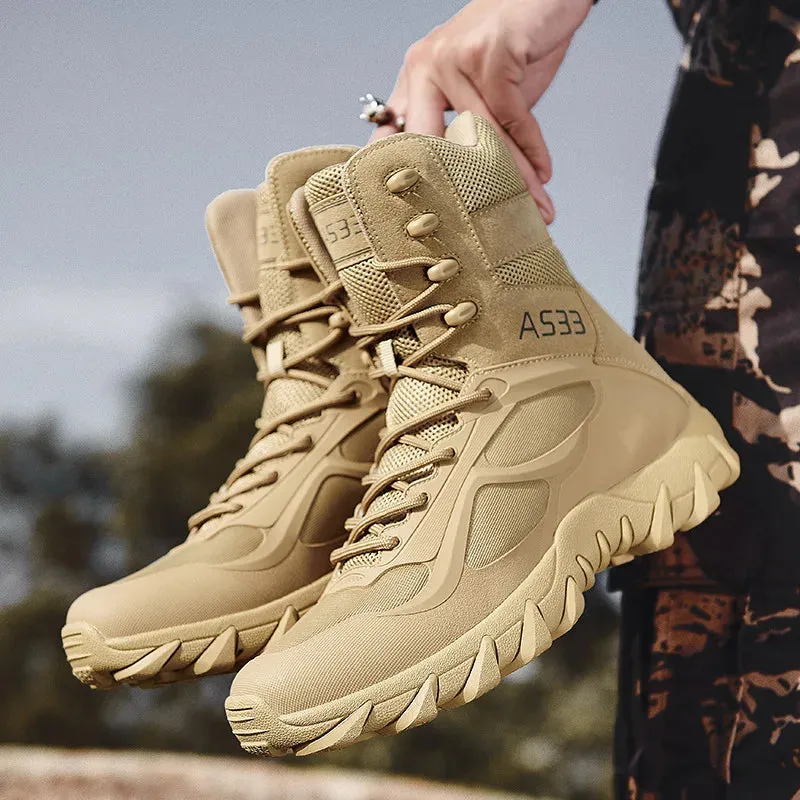 Men’s High-Top Tactical Boots – Non-Slip Platform Desert & Hiking Boots (Big Size 47)