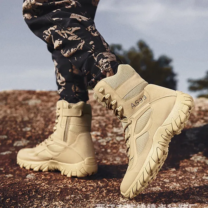 Men’s High-Top Tactical Boots – Non-Slip Platform Desert & Hiking Boots (Big Size 47)