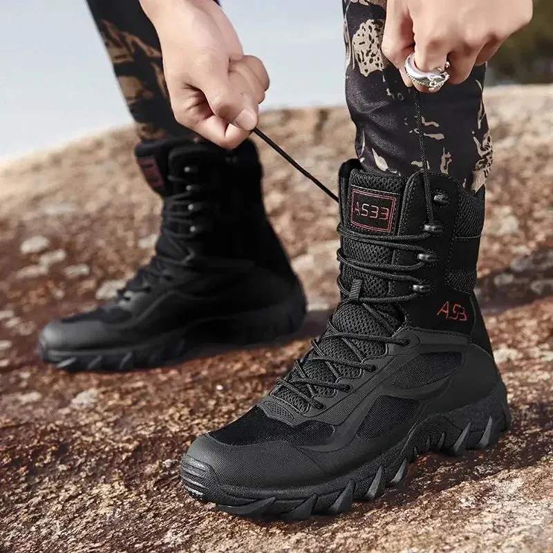 Men’s High-Top Tactical Boots – Non-Slip Platform Desert & Hiking Boots (Big Size 47)