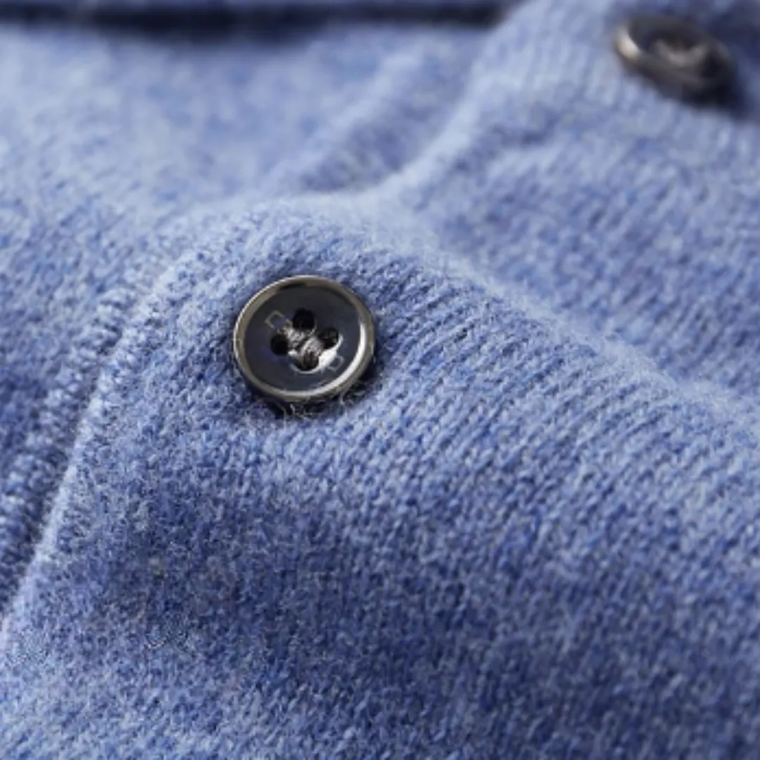 Men’s Knitted Polo Sweater – Long Sleeves – Button-Up Collar – Lightweight Smart Knitwear