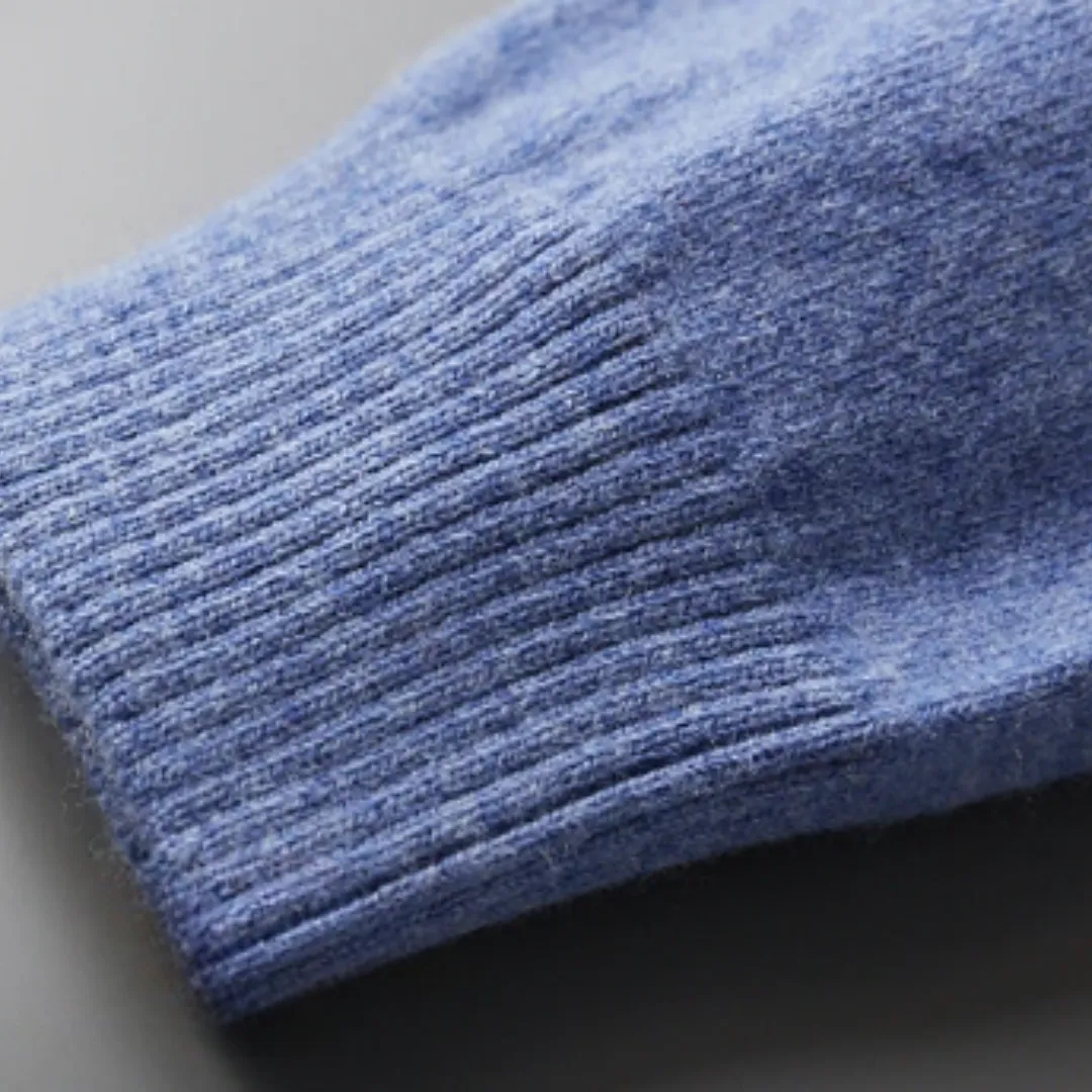 Men’s Knitted Polo Sweater – Long Sleeves – Button-Up Collar – Lightweight Smart Knitwear