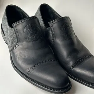Men’s leather tweed ROCK &amp; REPUBLIC slide on shoes skull casual loafer 44 Spain