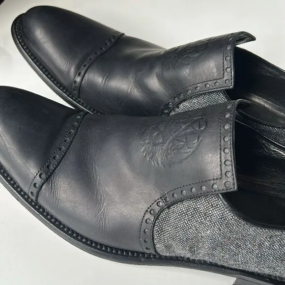Men’s leather tweed ROCK &amp; REPUBLIC slide on shoes skull casual loafer 44 Spain