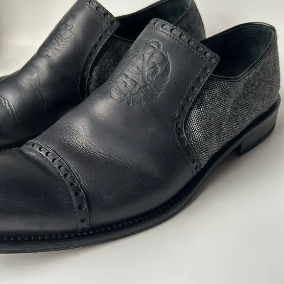 Men’s leather tweed ROCK &amp; REPUBLIC slide on shoes skull casual loafer 44 Spain