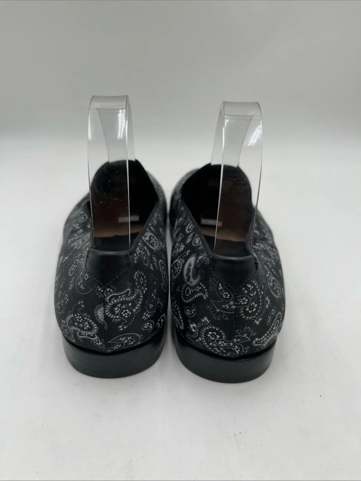 Men’s Magnanni Paisley Smoking Slippers Loafers Black Size 8M - Very Good