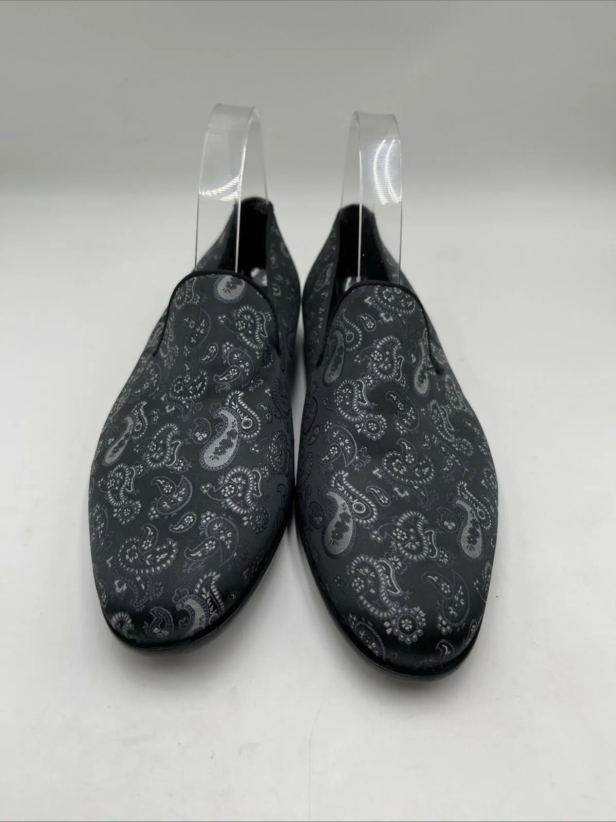 Men’s Magnanni Paisley Smoking Slippers Loafers Black Size 8M - Very Good