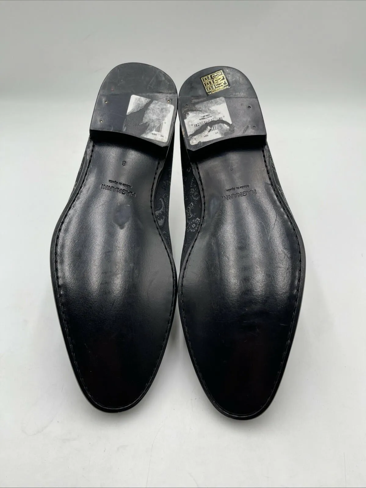 Men’s Magnanni Paisley Smoking Slippers Loafers Black Size 8M - Very Good