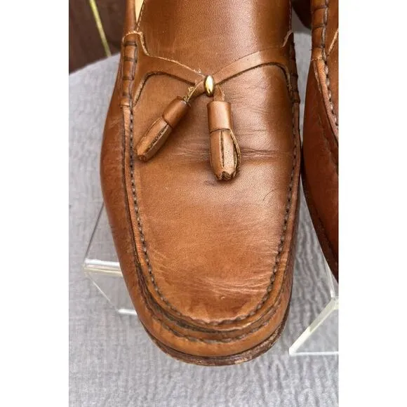 Men's Mercanti Florentini Vero Cuoio Brown Leather Tassel Loafers Sz 9.5 Italy