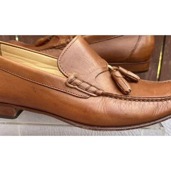 Men's Mercanti Florentini Vero Cuoio Brown Leather Tassel Loafers Sz 9.5 Italy