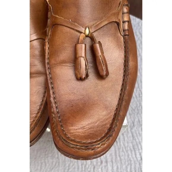 Men's Mercanti Florentini Vero Cuoio Brown Leather Tassel Loafers Sz 9.5 Italy