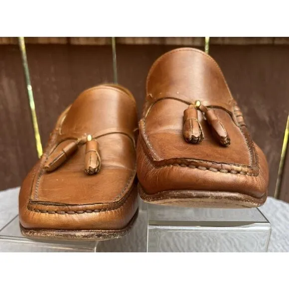 Men's Mercanti Florentini Vero Cuoio Brown Leather Tassel Loafers Sz 9.5 Italy