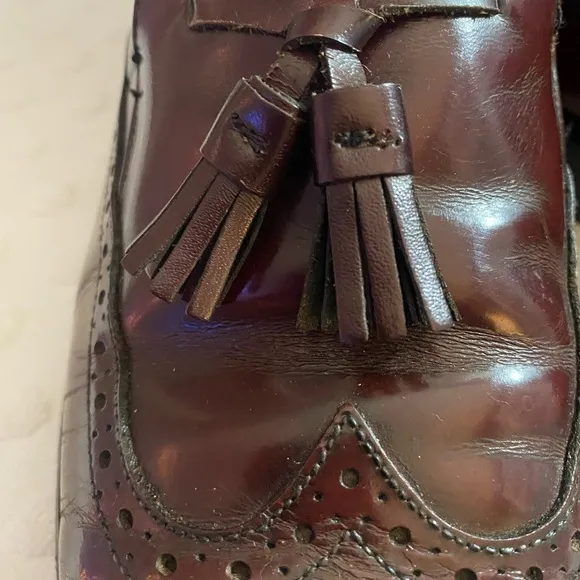 Men's Oakton American Burgundy  leather upper wingtip tassel loafers