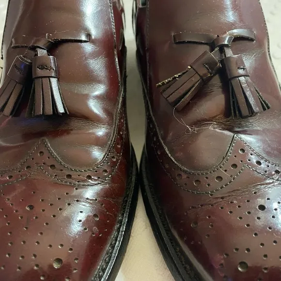 Men's Oakton American Burgundy  leather upper wingtip tassel loafers