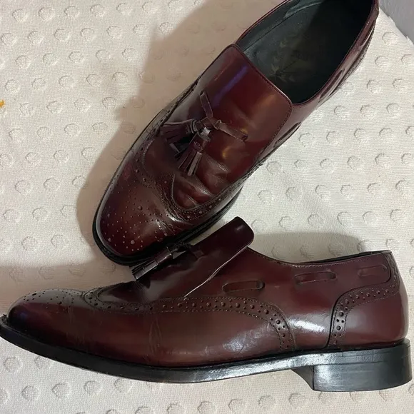 Men's Oakton American Burgundy  leather upper wingtip tassel loafers