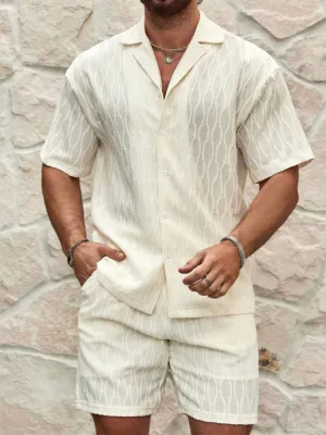 Men's Plus Size Collared Neck Short Sleeve Top & Shorts Set – Effortless Style & Comfort