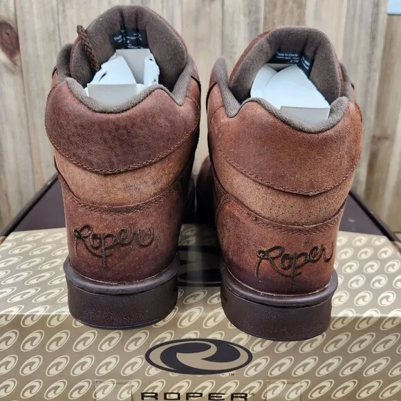 Mens Roper size 8.5 Horseshoes Pig Suede Leather Athletic 9/16&quot; Heel Boots